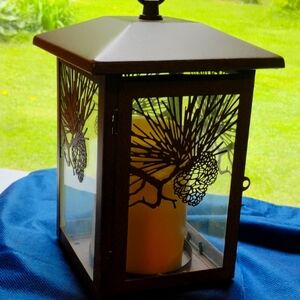 🌲 PINECONE LANTERN SCONCE with FLAMELESS CANDLES